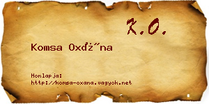 Komsa Oxána névjegykártya